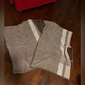 Cuddl Duds Brown and Cream Herringbone Poncho Wrap for Snuggle Buggles
